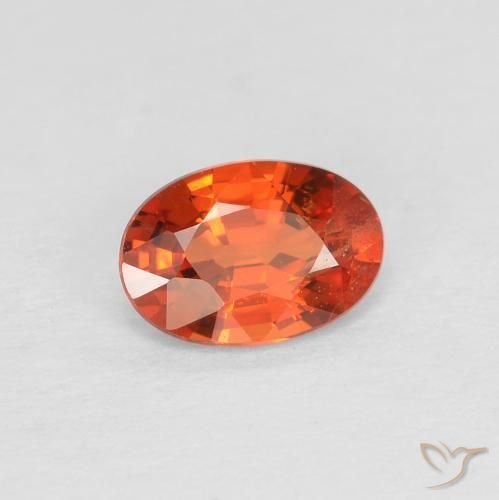 Saphir Orange rougeâtre naturelle ovale, 0.49 ct, VS