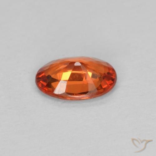 Saphir Orange rougeâtre naturelle ovale, 0.43 ct, VVS-VS
