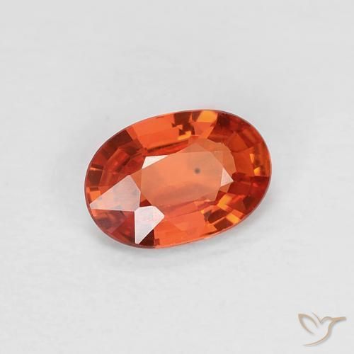 Saphir Rouge-orange naturelle ovale, 0.46 ct, VVS