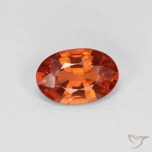 Saphir Rouge-orange naturelle ovale, 0.49 ct, VVS