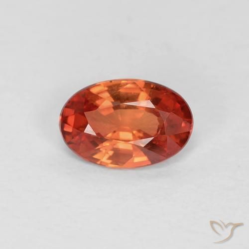 Saphir Rouge-orange naturelle ovale, 0.46 ct, VVS
