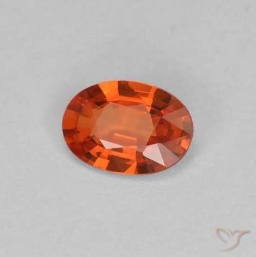 Saphir Orange rougeâtre naturelle ovale, 0.40 ct, VVS