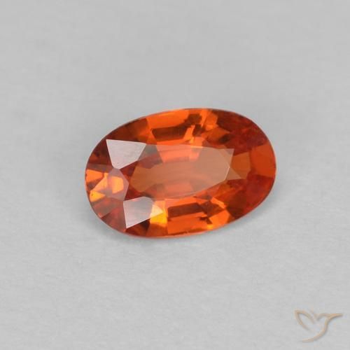 Saphir Orange rougeâtre naturelle ovale, 0.46 ct, VVS