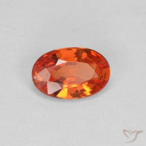 Saphir Orange rougeâtre naturelle ovale, 0.45 ct, VVS
