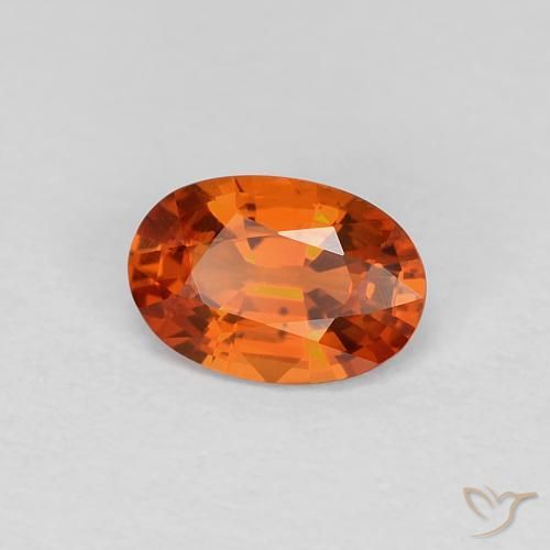 Saphir Orange rougeâtre naturelle ovale, 0.60 ct, VVS