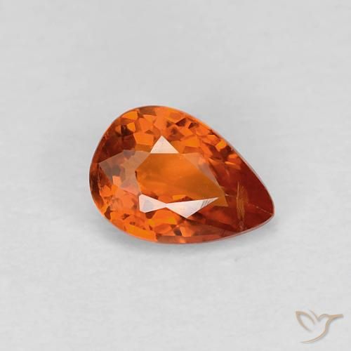 0.60ct Naturel Orange moyen Saphir, En forme de poire, VVS-VS