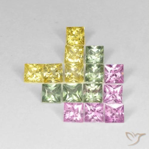 2.93ctw Naturel Multicolore Saphir, Carré, VS