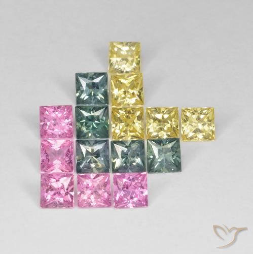 4.26ctw Naturel Multicolore Saphir, Carré, VS