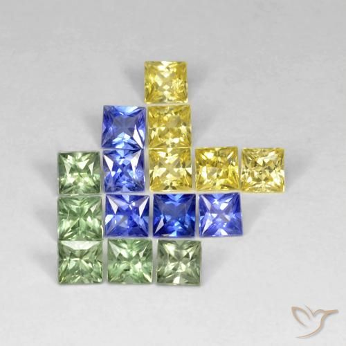 2.99ctw Naturel Multicolore Saphir, Carré, VS, Photo A