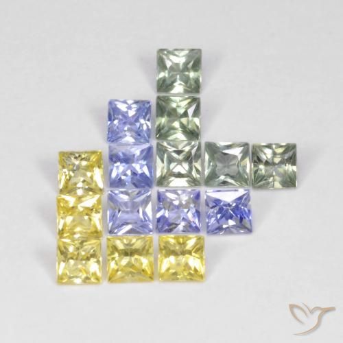 2.72ctw Naturel Multicolore Saphir, Carré, VS