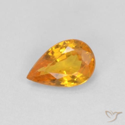 Saphir Or orange foncé naturelle En forme de poire, 0.48 ct, VVS-VS