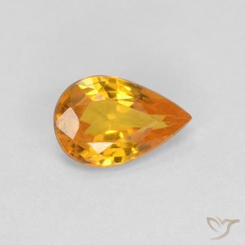 Saphir Or orange foncé naturelle En forme de poire, 0.48 ct, VVS-VS