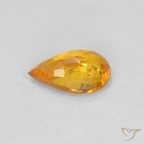 Saphir Or orange foncé naturelle En forme de poire, 0.48 ct, VVS-VS