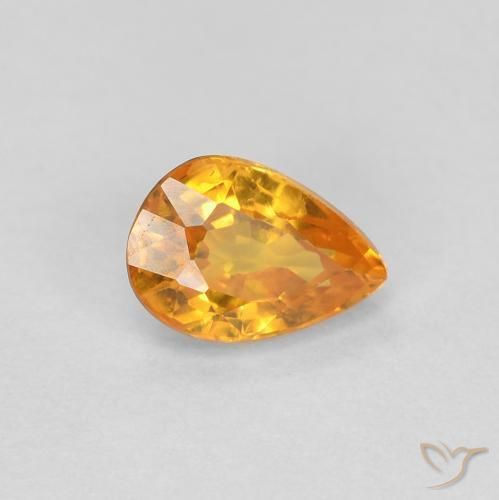 Saphir Or orange foncé naturelle En forme de poire, 0.56 ct, VVS-VS