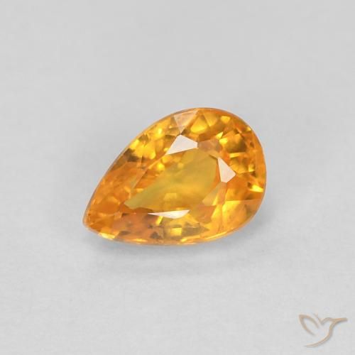 Saphir Or orange foncé naturelle En forme de poire, 0.56 ct, VVS-VS