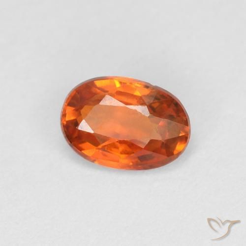 Saphir Orange rougeâtre naturelle ovale, 0.56 ct, VVS