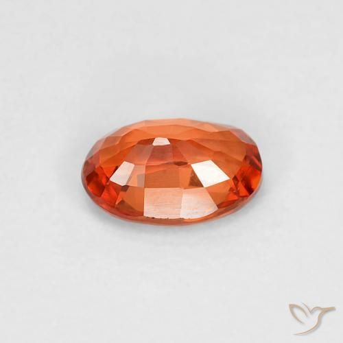Saphir Orange rougeâtre naturelle ovale, 0.58 ct, VVS