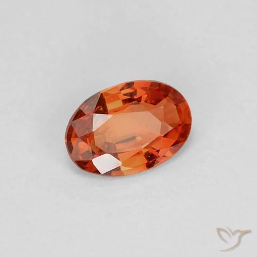 Saphir Orange rougeâtre naturelle ovale, 0.39 ct, VVS