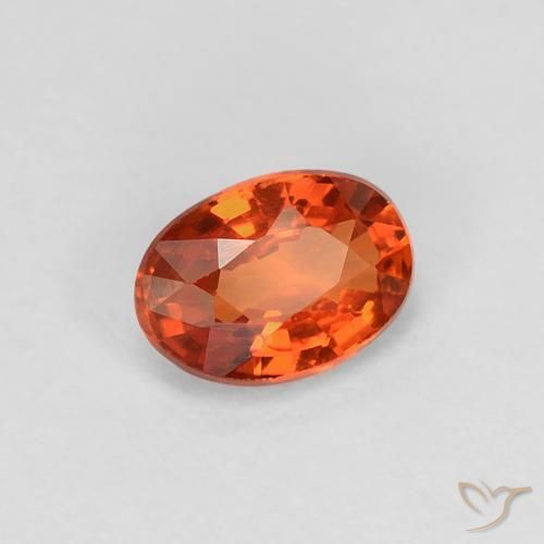Saphir Orange rougeâtre naturelle ovale, 0.60 ct, VVS