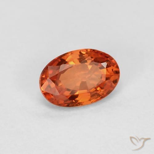 Saphir Orange rougeâtre naturelle ovale, 0.60 ct, VVS