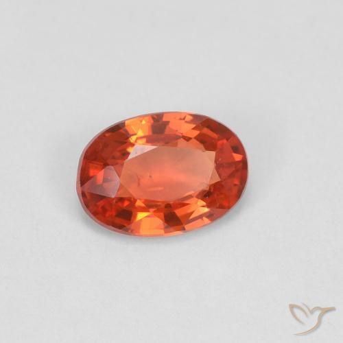 Saphir Orange rougeâtre naturelle ovale, 0.47 ct, VS