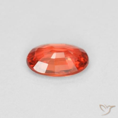 Saphir Orange rougeâtre naturelle ovale, 0.43 ct, VVS