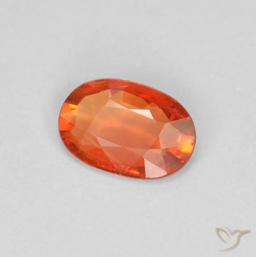 Saphir Orange rougeâtre naturelle ovale, 0.39 ct, VVS