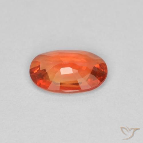 Saphir Orange rougeâtre naturelle ovale, 0.39 ct, VVS