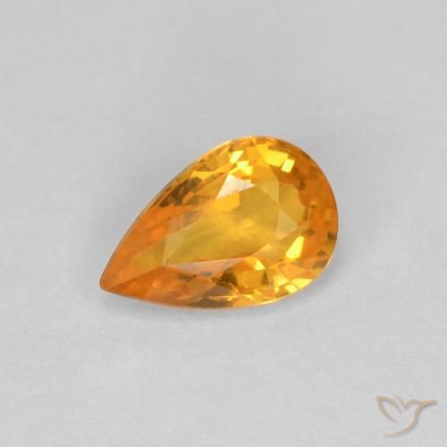 Saphir Orange moyen naturelle En forme de poire, 0.54 ct, VVS