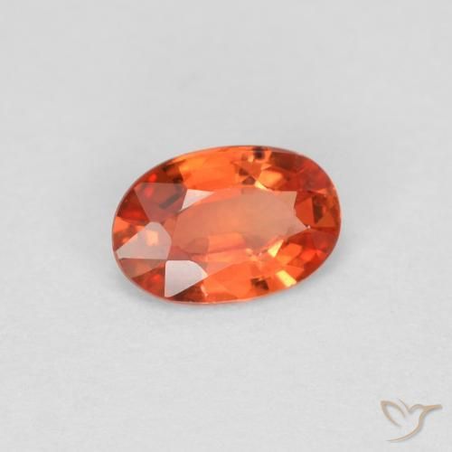 Saphir Orange rougeâtre naturelle ovale, 0.44 ct, VVS