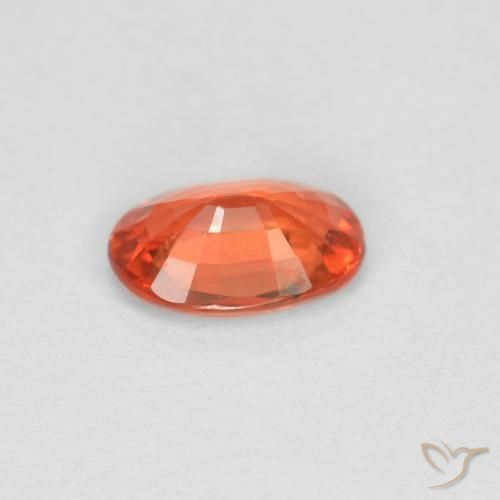 Saphir Orange rougeâtre naturelle ovale, 0.44 ct, VVS