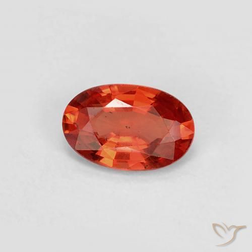 Saphir Orange rougeâtre naturelle ovale, 0.48 ct, VS