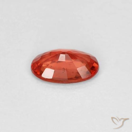 Saphir Orange rougeâtre naturelle ovale, 0.48 ct, VS