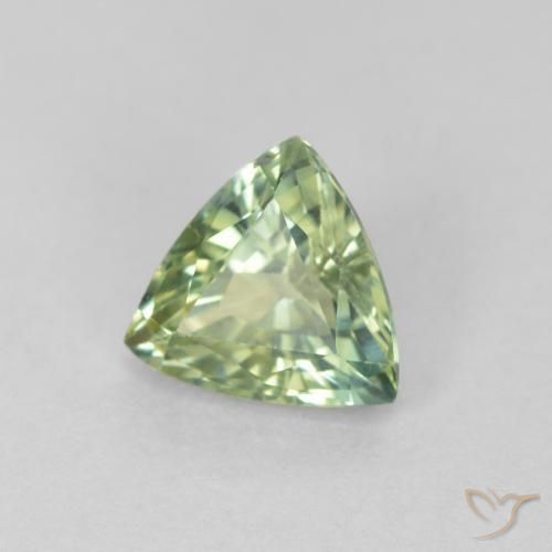 Saphir Vert jaunâtre naturelle Trillion, 0.88 ct, VVS
