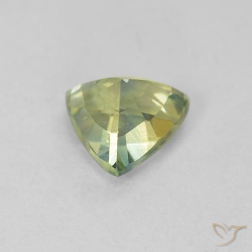 Saphir Vert jaunâtre naturelle Trillion, 0.88 ct, VVS