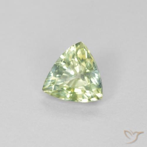 Saphir Vert jaunâtre naturelle Trillion, 0.45 ct, VVS
