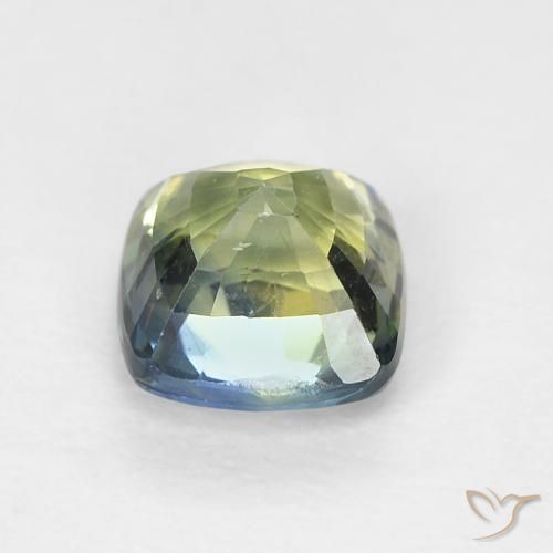 Saphir Vert grisâtre naturelle Coussin, 0.86 ct, VS