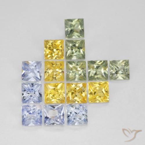 3.29ctw Naturel Multicolore Saphir, Carré, VS