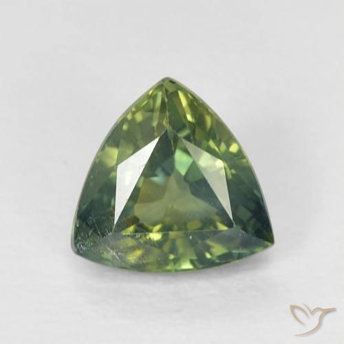 0.89ct Naturel Vert jaunâtre Saphir, Trillion, VS
