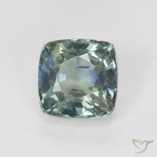0.89ct Naturel Bleu vert moyen Saphir, Coussin, VS