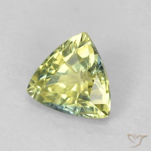 Saphir Vert jaunâtre naturelle Trillion, 0.44 ct, VS