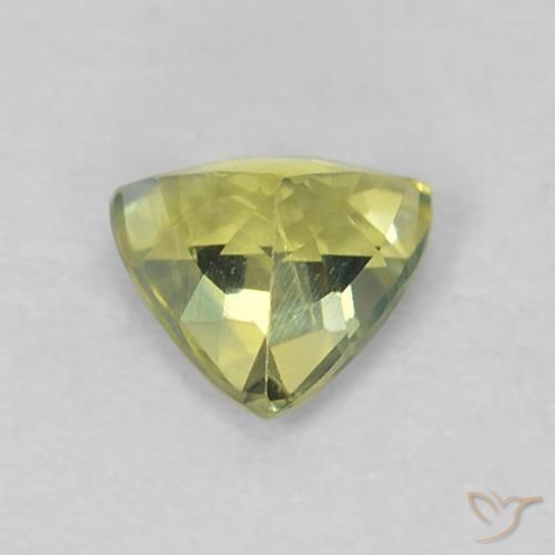 Saphir Vert jaunâtre naturelle Trillion, 0.44 ct, VS