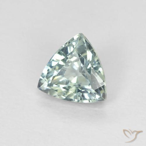 Saphir Vert bleu clair naturelle Trillion, 0.65 ct, VS