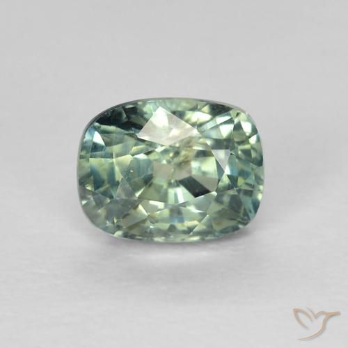 0.86ct Naturel Vert bleu clair Saphir, Coussin, VS