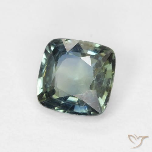 Saphir Vert bleuâtre naturelle Coussin, 0.61 ct, VVS-VS