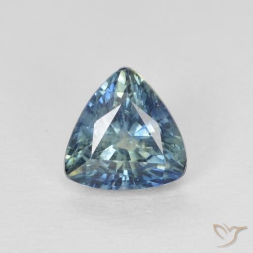 0.75ct Naturel Sarcelle Saphir, Trillion, VS, Photo A
