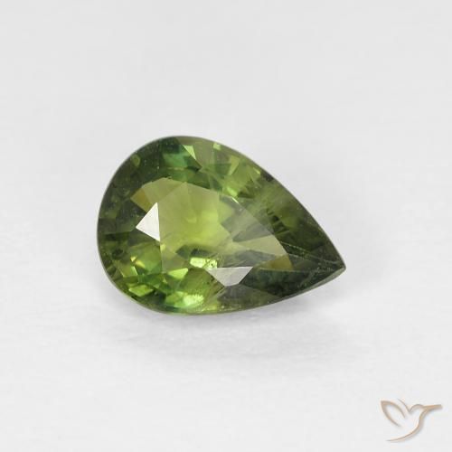 Saphir Vert foncé naturelle En forme de poire, 0.88 ct, VS-SI