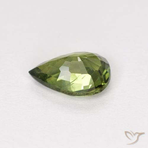 Saphir Vert foncé naturelle En forme de poire, 0.88 ct, VS-SI