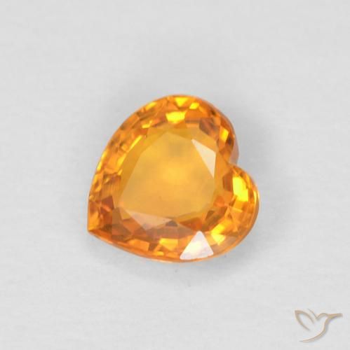 0.43ct Naturel Orange vif Saphir, Cœur, VVS-VS