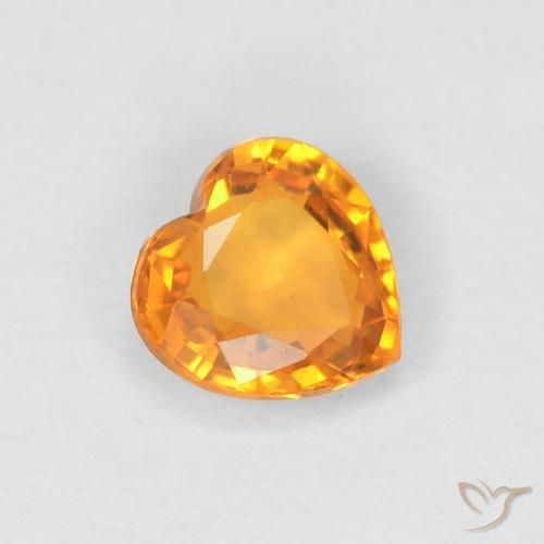 Saphir Orange vif naturelle Cœur, 0.43 ct, VVS-VS